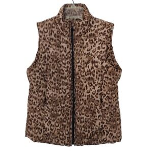 Lauren Ralph Lauren‎ Womens Size P Small Gilet Puffer Vest Cheetah Pattern